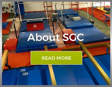 Graphic link for About Us page for Springfield Gymnastics